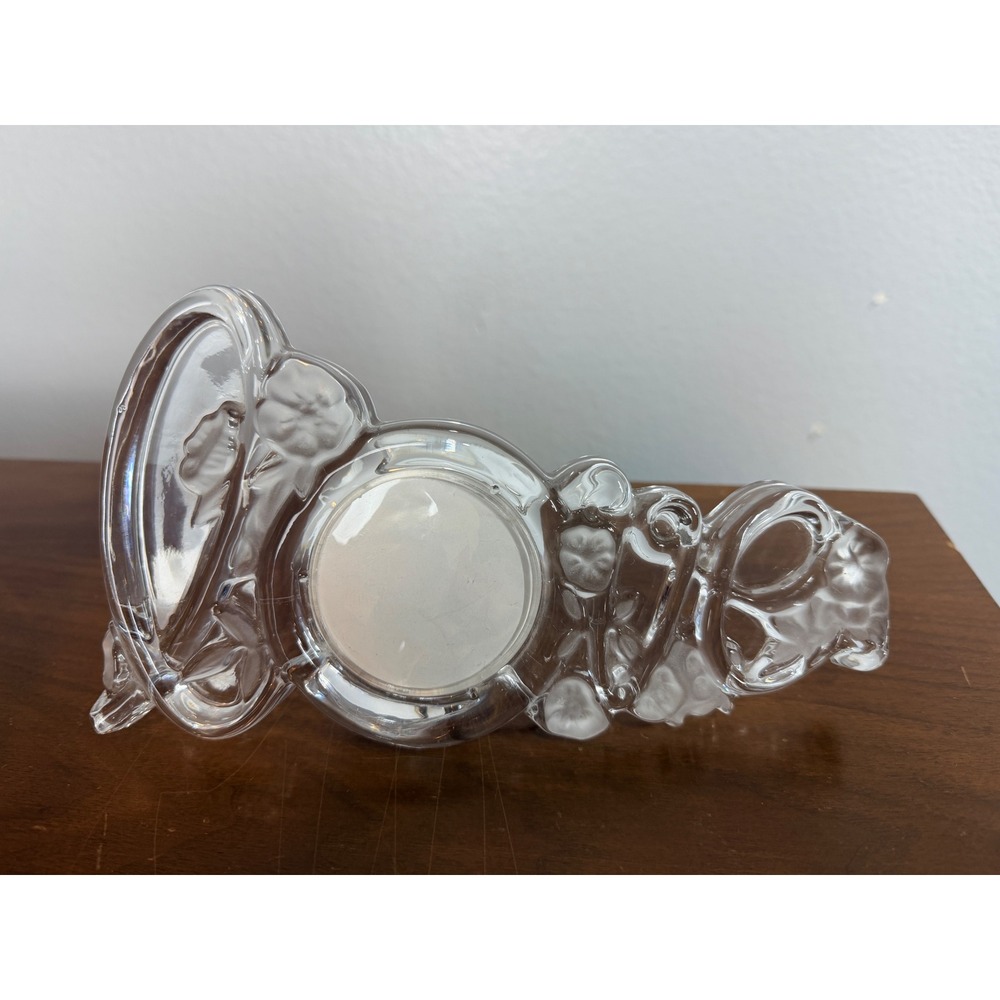 Mikasa Picture Frame Clear "LOVE" Crystal Frosted Floral Germany Art Glass